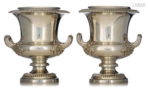 (T) A pair of Neoclassical silver-plated champagne