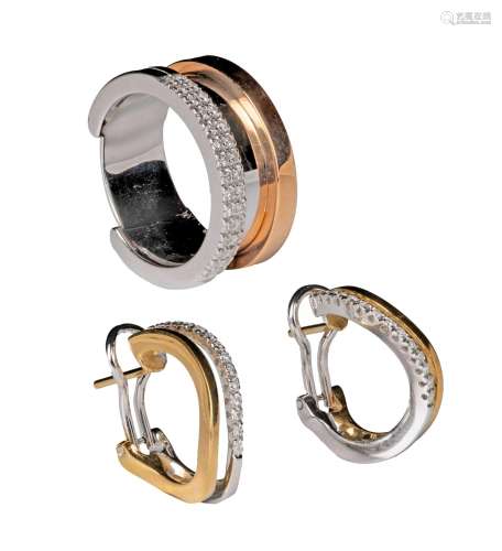 (T) An 18ct white and yellow gold ring set with