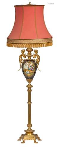 (T) A large Sevres type floor lamp, with gilt bronze