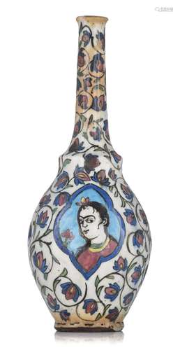 (T) A polychrome Izinik type pottery bottle vase, H 38