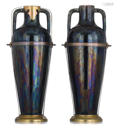 (T) A decorative pair of Art Nouveau style oblong