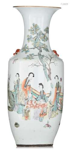 (T) A Chinese famille rose vase, with a signed text,