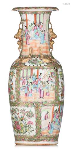 (T) A Chinese Canton famille rose vase, paired with