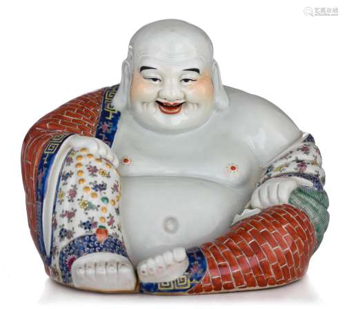 (T) A Chinese famille rose figure of a Budai, with an