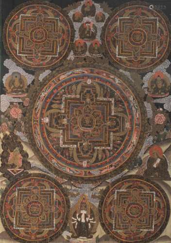 (T) A Sino-Tibetan thangka, presumably 20thC, 59 x