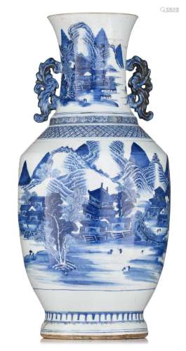 (T) A Chinese blue and white vase, paired with