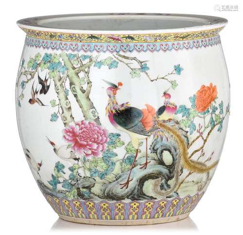 (T) A Chinese famille rose jardiniere, with a signed