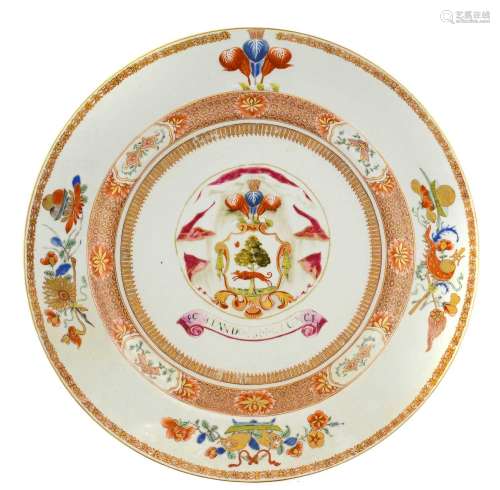 ^ A Chinese Armorial Porcelain Dish, en suite to the precedi...