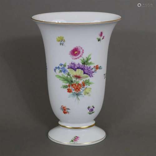 Vase - Herend, Ungarn, Porzellan, polychrom bemalt mit Blume...