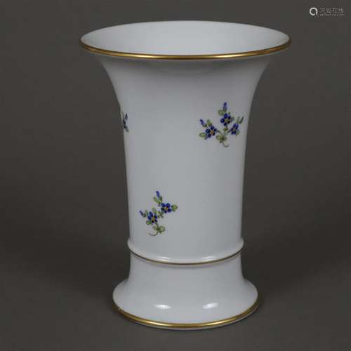 Trichtervase - Hoechst, Porzellan, polychrom bemalt mit Blum...