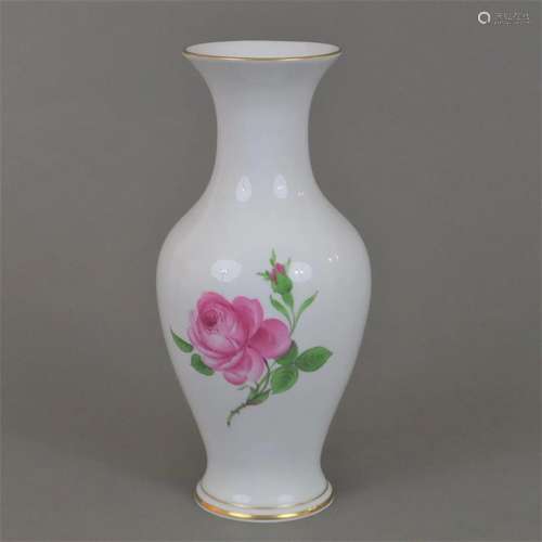 Vase - Meissen, 20.Jh., Dekor "Rote Rose", Porzell...