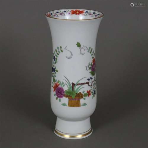 Vase - Meissen, 20.Jh., Porzellan, polychromer Dekor "I...