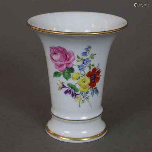 Miniaturvase - Meissen, 20.Jh., polychromer Blumendekor, Por...