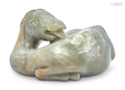 A Rare and Early Chinese Jade Carving of a Coiled Recumbent ...