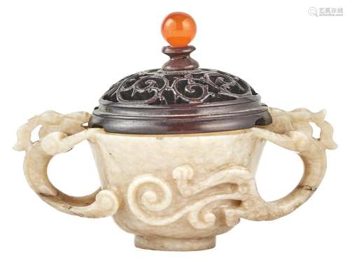 A Chinese Jade Twin-Handled Cup