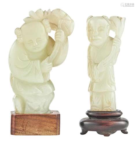 Two Chinese Celadon Jade Figural Carvings