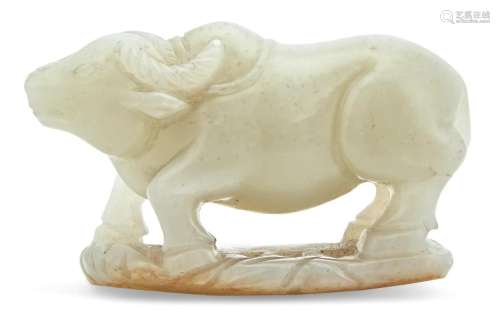 A Chinese White Jade Carving of a Buffalo