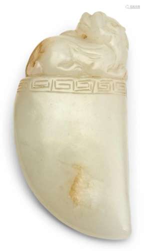 A Chinese White Jade Blade-Form Pendant