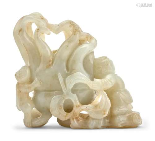 A Chinese White Jade Citron Carving