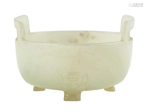 A Chinese Miniature White Jade Censer