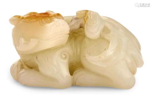 A Chinese Carved White Jade Beast