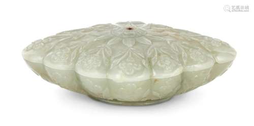 A Fine Indian Mughal Jade Box and Cover