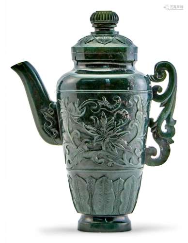 A Chinese Spinach Jade Wine Pot