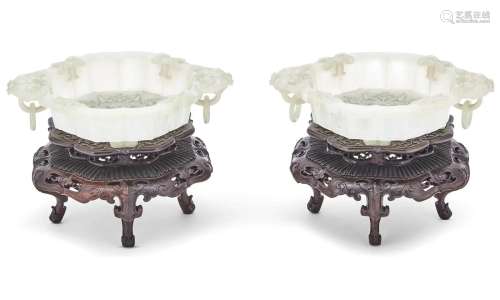 A Pair of Fine Chinese White Jade Bowls
