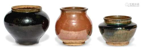 A Group of Three Chinese Glazed Earthenware Jars