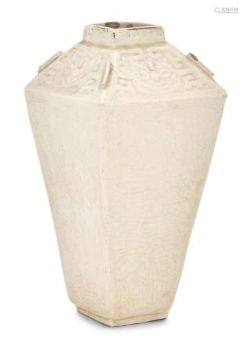 A Chinese Ivory Crackle Glazed Earthenware Vase