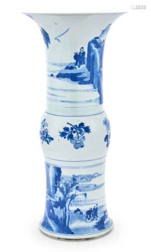 A Chinese Blue and White Porcelain Gu Vase
