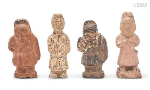 Four Chinese Painted Pottery Figures of Dwarves