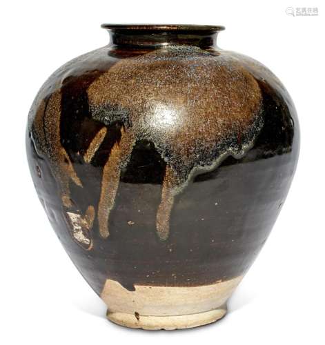A Chinese Phosphatic Brown-Glazed Splashed Stoneware Jar