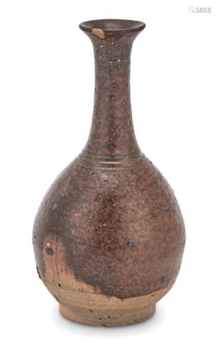 A Rare Chinese Brown Glazed Earthenware Bottle Vase
