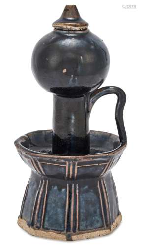 A Rare Chinese Black-Glazed Stoneware Pouring Vessel