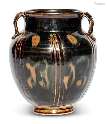 A Rare Chinese Cizhou Russet-Decorated Black-Glazed Jar