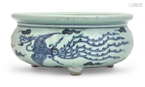 A Chinese Blue and White and Pale Celadon Glazed Dragon and ...