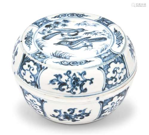 A Rare Annamese Blue and White Glazed Porcelain Box and Cove...