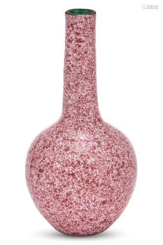 A Small Chinese Mottled Pink-Glazed Porcelain Bottle Vase