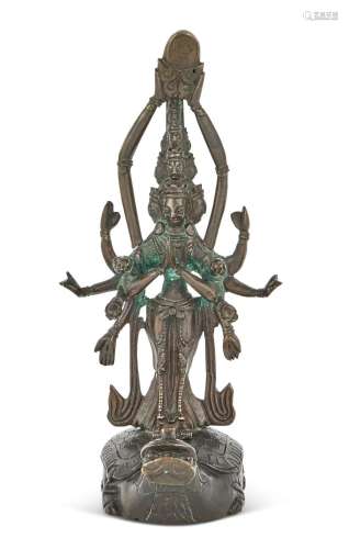 A Chinese Bronze Figure of Multi-Armed Guanyin