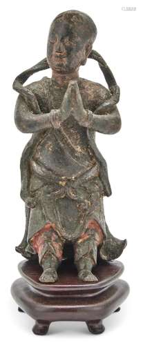 A Chinese Bronze Figure of an Attendant