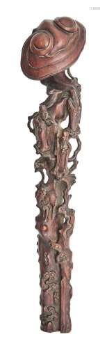 A Chinese Carved Boxwood Ruyi Scepter