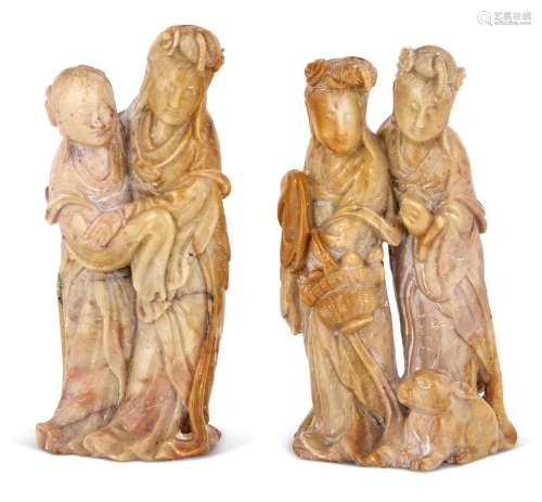 Two Chinese Figural Soapstone Groupings