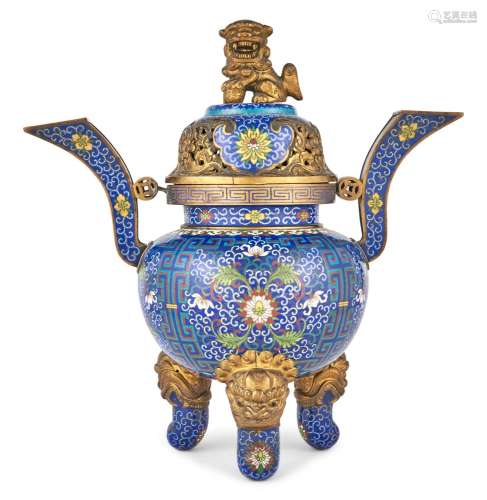 A Chinese Cloisonné Enamel Censer and Cover