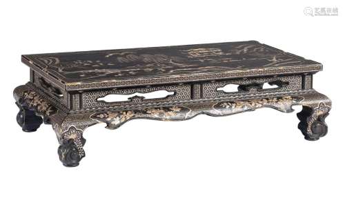 A Chinese Shell-Inlaid Black Lacquered Kang Table