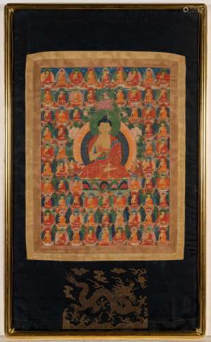 A Tibetan Thangka, depicting Buddha Shakyamuni