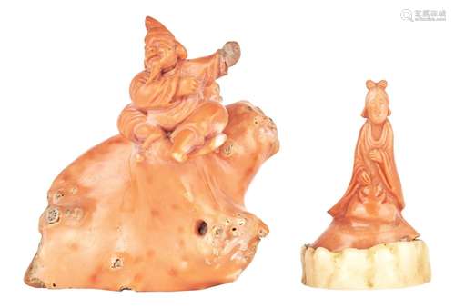 Two Japanese Coral Carvings