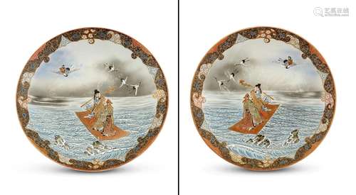 A Pair of Japanese Kutani Porcelain Chargers