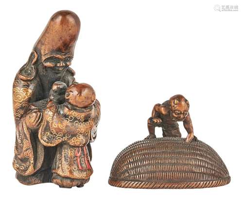 Two Japanese Boxwood Netsuke