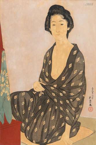 A Japanese Shin Hanga Woodblock Print by Goyo Hashiguchi, &q...